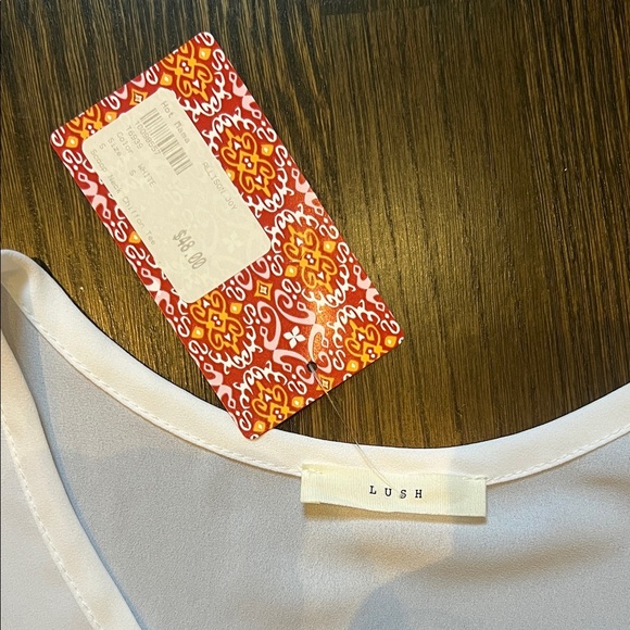 NWT NEW Allison Joy Lush Scoop Neck Women's Chiffon Tee - size S, white - Picture 2 of 5